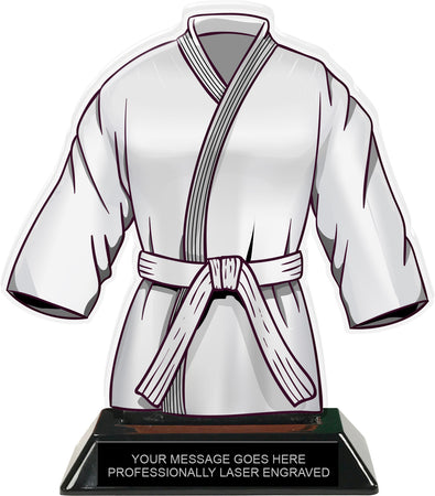 Martial Arts Uniform Colorix-T Acrylic Trophy- White [TACR7-JSY-MA-WHT-Q]