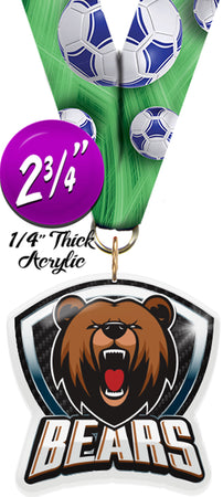 Bear Mascot Shield Colorix Acrylic Medal [MACR275-MSCT-BEAR-Q]