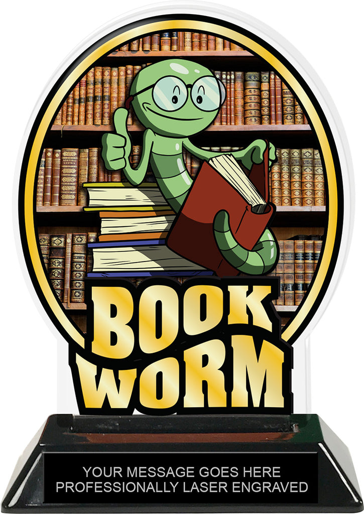 Bookworm Colorix-T Acrylic Trophy - 6.25 inch [TACR6-KN-BKWM-Q]