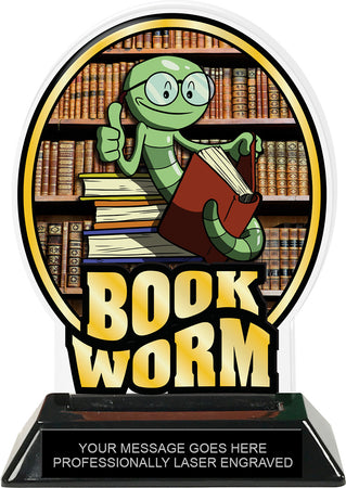 Bookworm Colorix-T Acrylic Trophy - 6.25 inch [TACR6-KN-BKWM-Q]