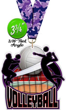 Volleyball Colorix-M Acrylic Medal - 3.75 inch [MACR375-VB-Q]