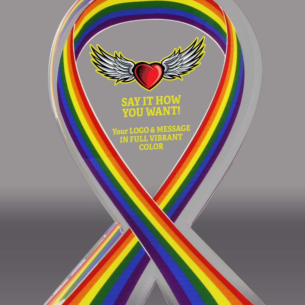 Pride Awareness Ribbon Acrylic Awards - Color