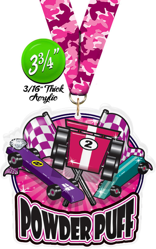Powder Puff Colorix-M Acrylic Medal - 3.75 inch [MACR375-PWDPF-Q]