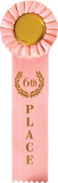 6th Place Single Streamer Rosette Ribbon [R10R1-6TH]