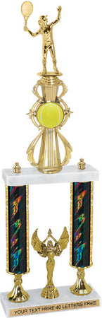 Tennis Sport Color Riser Two-Post Trophy [T2PCSR24-TN]