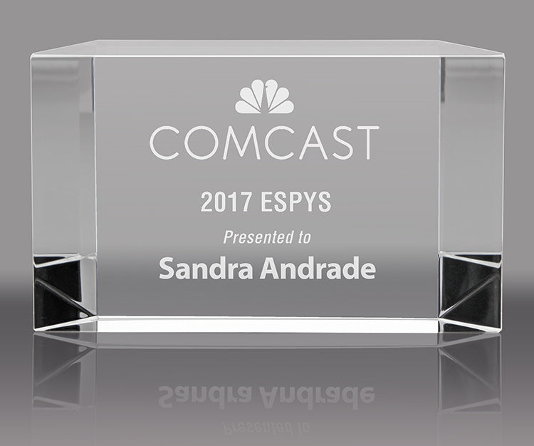 Optical Crystal Beveled Desk Block- 4.25x7 inch [CRB780]