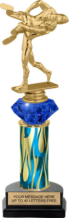 Sapphire Blue Diamond Riser Trophy on Horseshoe Base [THSDR11S]