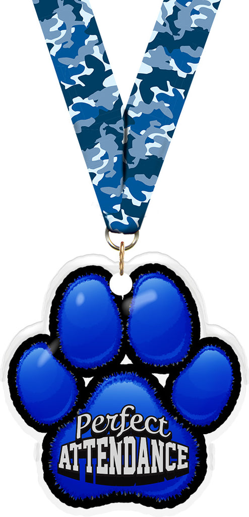 Perfect Attendance Paw Acrylic Medal- 2.75 inch [MACR2-PAW-PA-Q]
