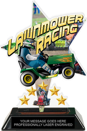 Lawnmower Racing Shattered Star Colorix Acrylic Trophy- 7 inch [TACR7-STR-LWNRC-Q]