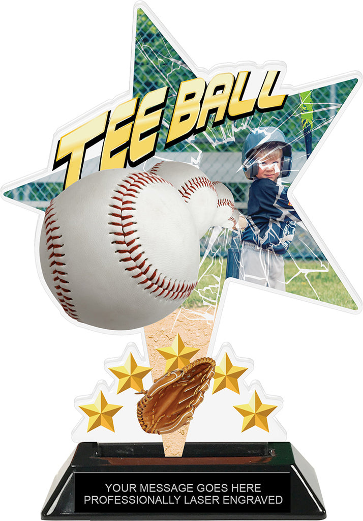 Tee Ball Shattered Star Colorix Acrylic Trophy- 8.5 inch [TACR85-STR-TEEBL-Q]