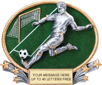 Soccer Male 3D Full Color Oval Resin Trophies
