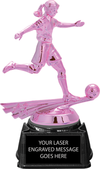 Soccer Female Pink Metallic Trophy on Synthetic Regal Base [TPNK7-SCF]