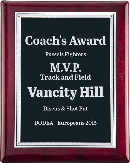 Rosewood Piano-finish Plaque with Silver Florentine Border [TD505P-79]