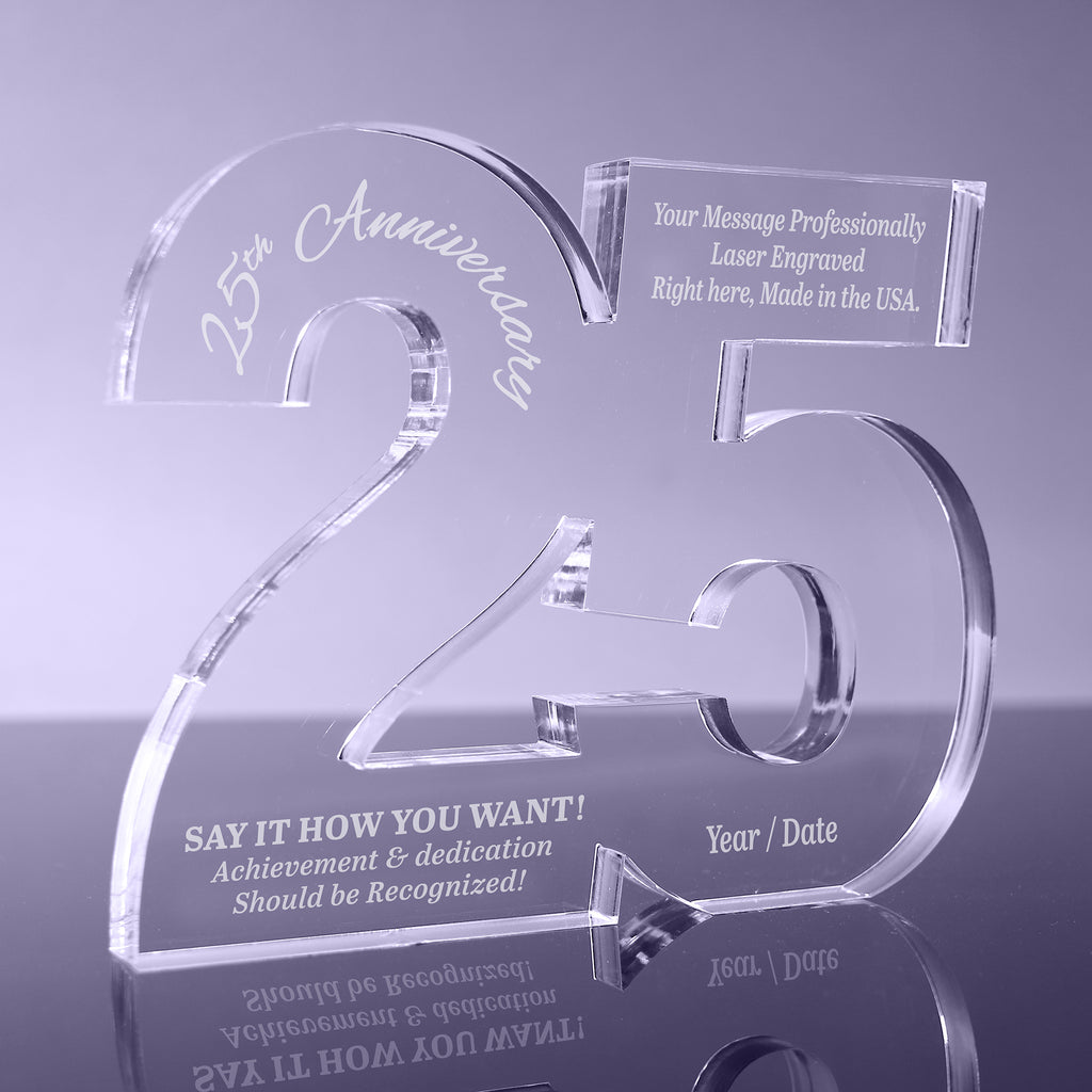 25 Number 1 inch Thick Acrylic Award - 8 inch [ATNMNB-25-8-Q]