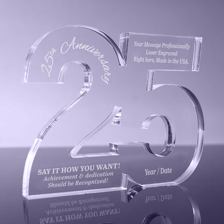 25 Number 1 inch Thick Acrylic Award - 8 inch [ATNMNB-25-8-Q]