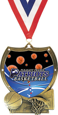 Basketball Shield Custom Insert Medal [MXSHLD-BK]