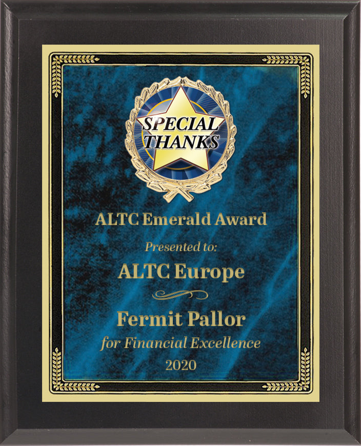 Plaque with Etched Black Brass Plate and Insert - 8x10 inch [P342]