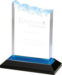 Acrylic Frosted Award with Reflective Bottom- Blue 6 inch [AFRST6-BLU]