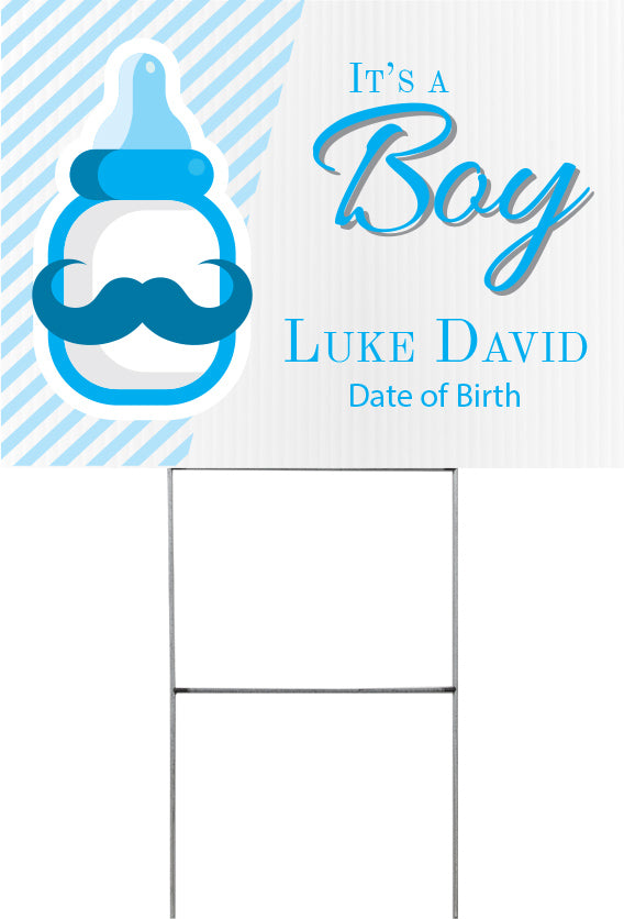 Birth Announcement Boy Yard Sign - 24 x 18 inch [YS2418-BRT-M]
