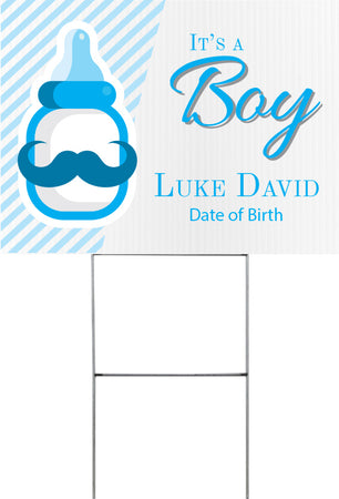 Birth Announcement Boy Yard Sign - 24 x 18 inch [YS2418-BRT-M]