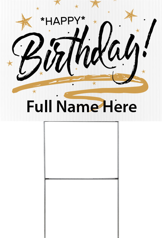 Birthday Gold & Silver Yard Sign - 24 x 18 inch [YS2418-BDAY-GNS]