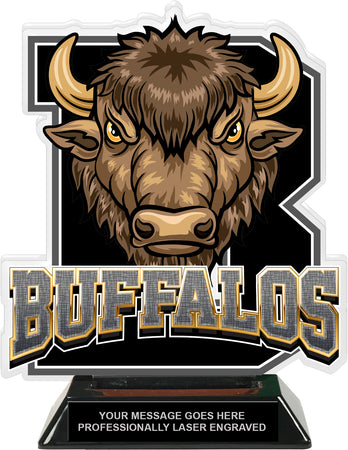 Buffalos Mascot Colorix-T Acrylic Trophy - 8.25 inch Black [TACR8-MSCT-BUF-BLK-Q]