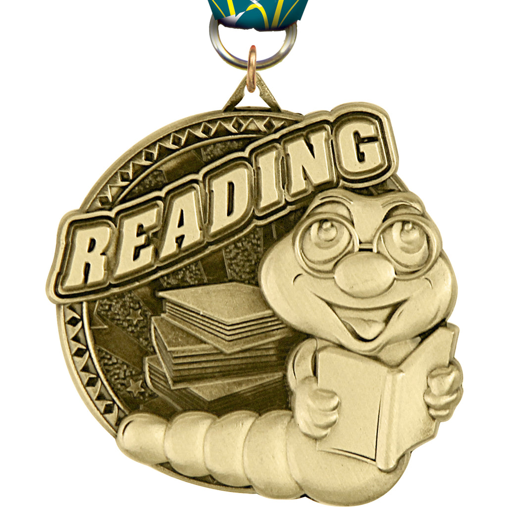 2" Reading Bookworm Ultra-Impact 3-D Medal [MDTD2-BKWM]