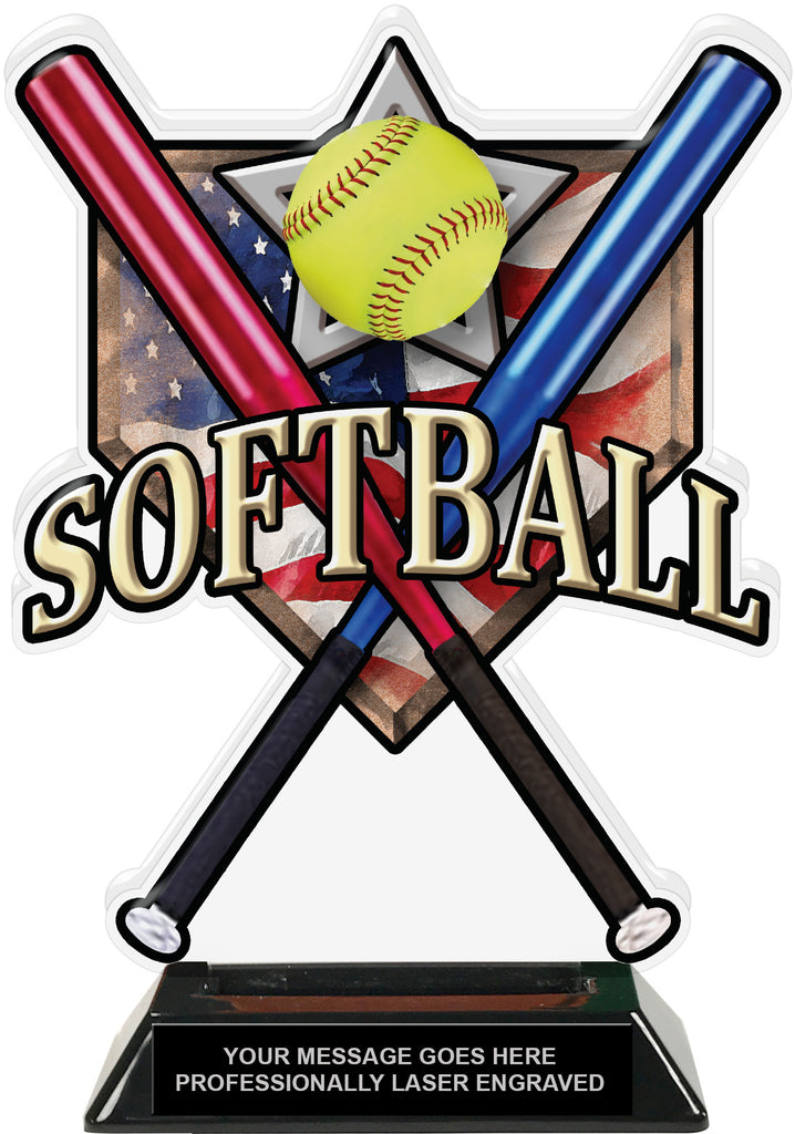 Softball Home Plate Acrylic Trophy- 8.5 inch [TACR85-HP-SB-Q]