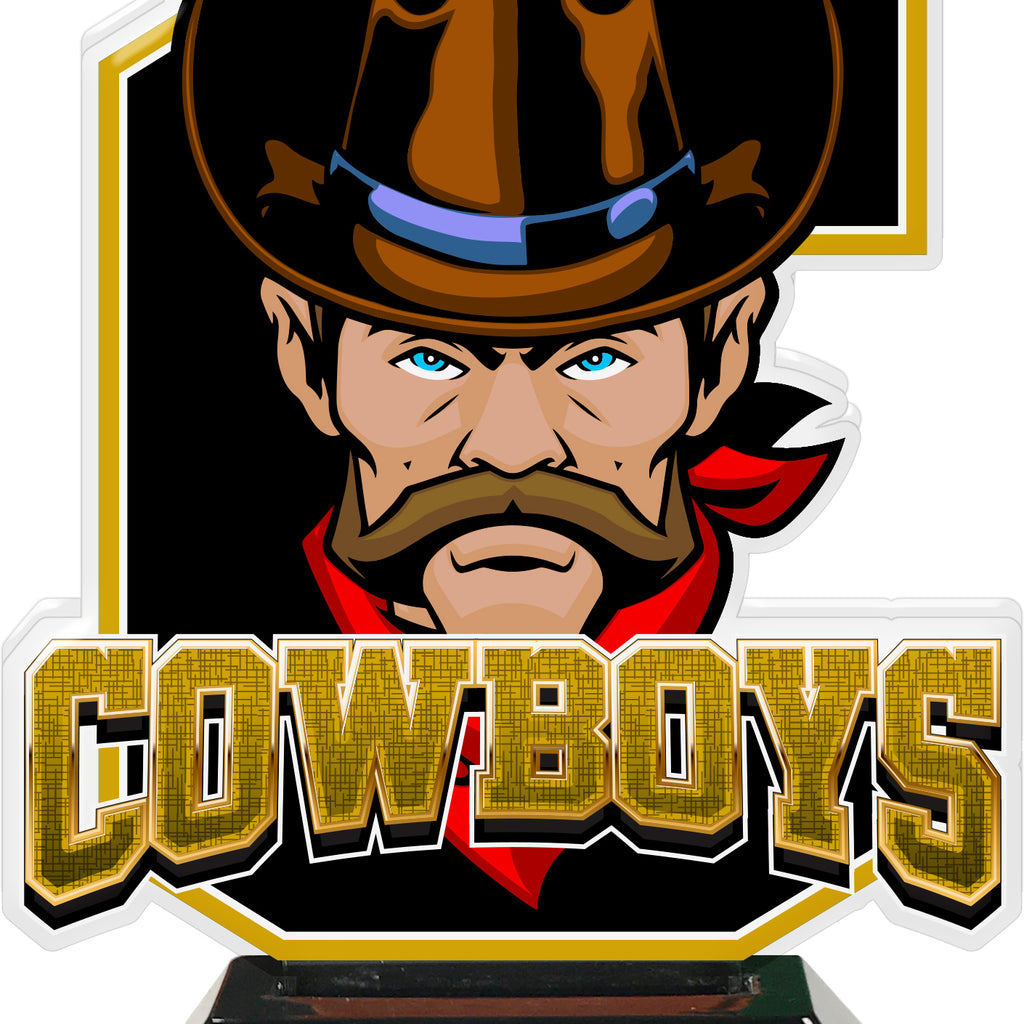 Cowboys Mascot Colorix-T Acrylic Trophies - Gold