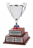 Silver Metal Perpetual Trophy Cup on Twin Tier Solid Wood Base 22