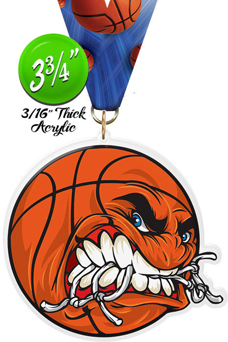 Basketball Krunch Colorix-M Acrylic Medal [MACR375-KRCH-BK-Q]
