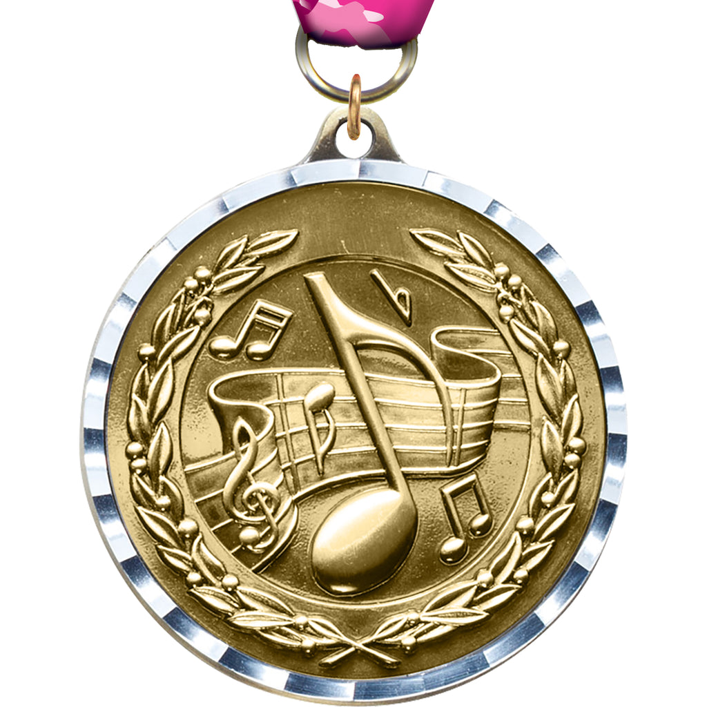 Music Diecast Medal with Diamond Cut Border