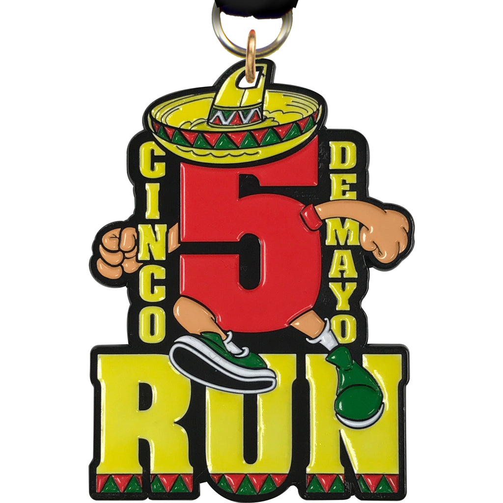 Cinco De Mayo Run 2.75" Glow in the Dark Enameled Medal - TD Exclusive! M5DM