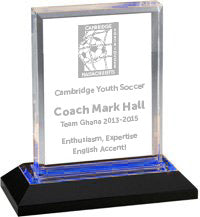 Acrylic Beveled Awards with Blue Reflective Bottoms