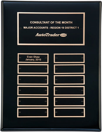 9"x12" Black Piano-Finish 12 Plate Perpetual Plaque [TD5062P]