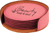 Pink Round Leatherette 6-Coaster Set [CTSTJCI-408]