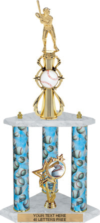 Baseball Sport Color Riser Three-Post Trophy [TCSR3P22-BS]