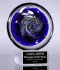 Art Glass Disk Award with Blue and White Accents [AGT2-94-7]
