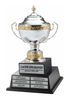 Silver-Plated Italian Metal Perpetual Trophy Cup on Twin Tier Solid Wood Base 23