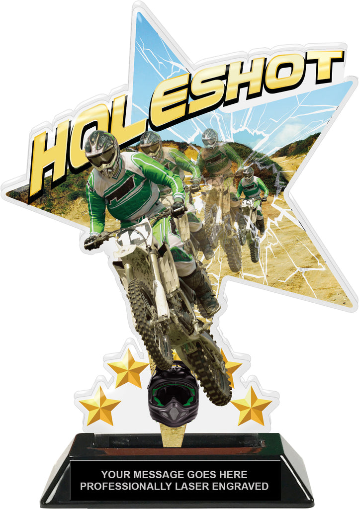 Motocross Holeshot Shattered Star Colorix Acrylic Trophy - 10 inch [TACR10-STR-DBHS-Q]