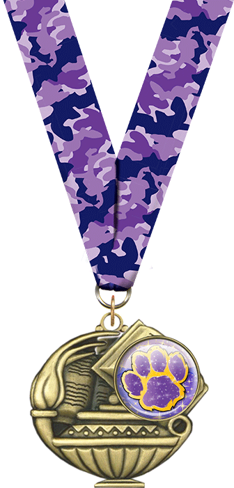 2" Paw Purple & Gold Insert Academic Medal [MAP2-i-PAW-PRPGD]