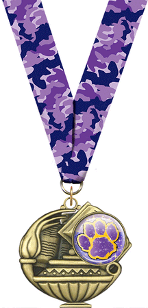 2" Paw Purple & Gold Insert Academic Medal [MAP2-i-PAW-PRPGD]