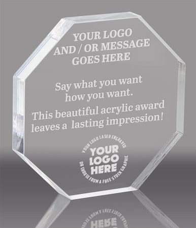 Octagon Acrylic Award- 6 inch [AOCT-6-Q]
