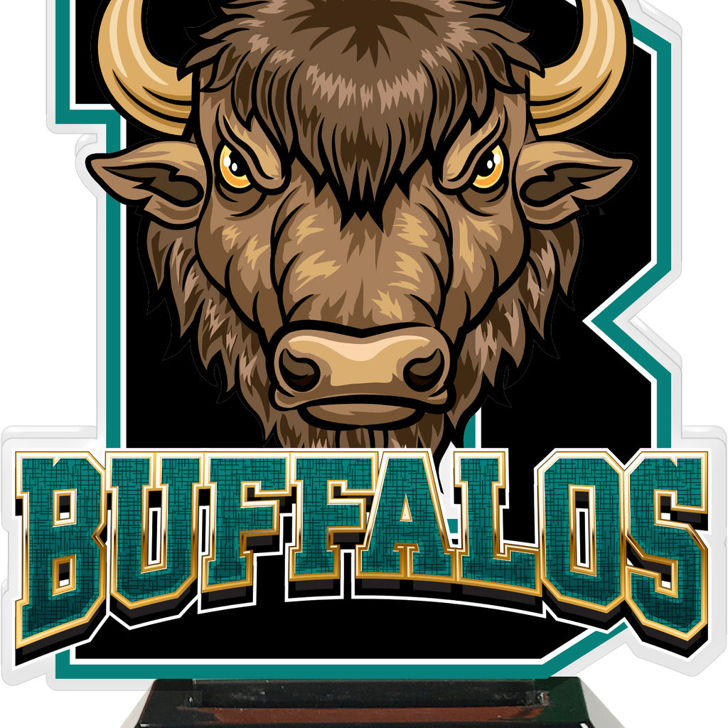 Buffalos Mascot Colorix-T Acrylic Trophies - Teal