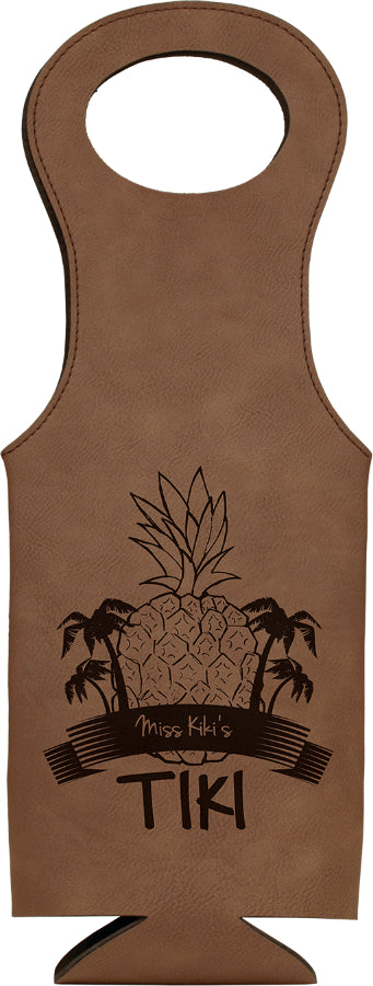 Dark Brown Leatherette Wine Bag  [WNHJ-217]