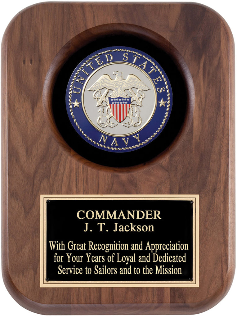 American Tribute Walnut Plaque- Navy [PMAT54N]