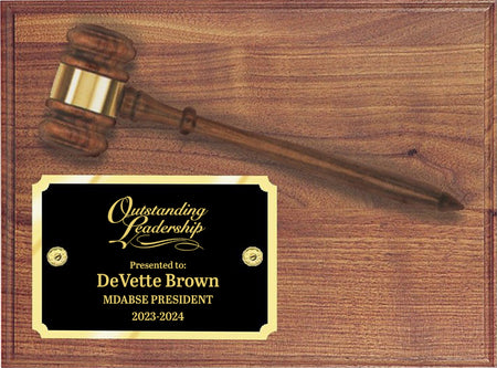 Genuine Walnut Plaque with Walnut Gavel [PMAGP20]