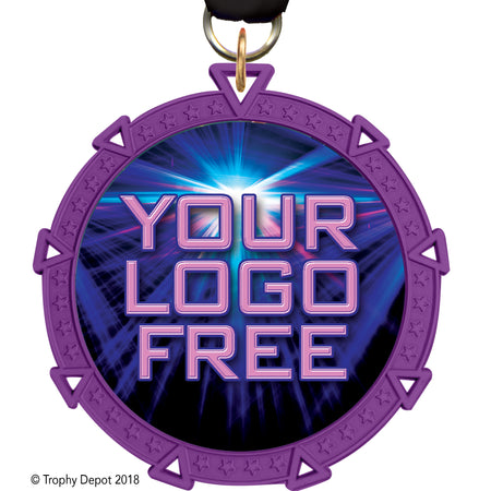 2.5" Purple Starforce Custom Insert Medal - TD Exclusive! [MX36STR-PRP]