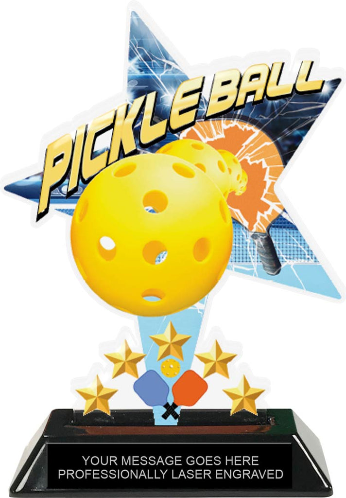 Pickleball Shattered Star Colorix Acrylic Trophy- 7 inch [TACR7-STR-PKL-Q]