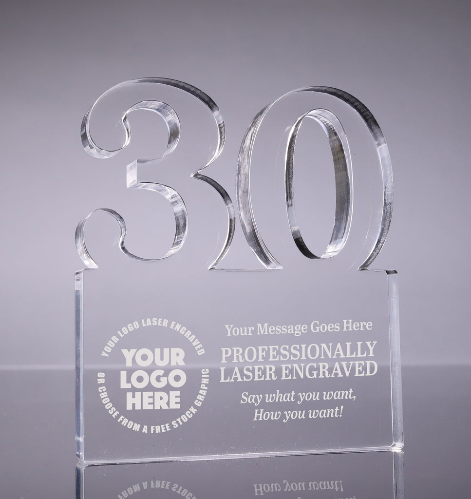 Number 30 Acrylic Award - 6 inch [ATNM-30-6-Q]